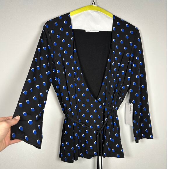 NWT Bailey 44 Wrapture Polka-Dot Print Wrap Blouse Women's Large - Picture 2 of 9